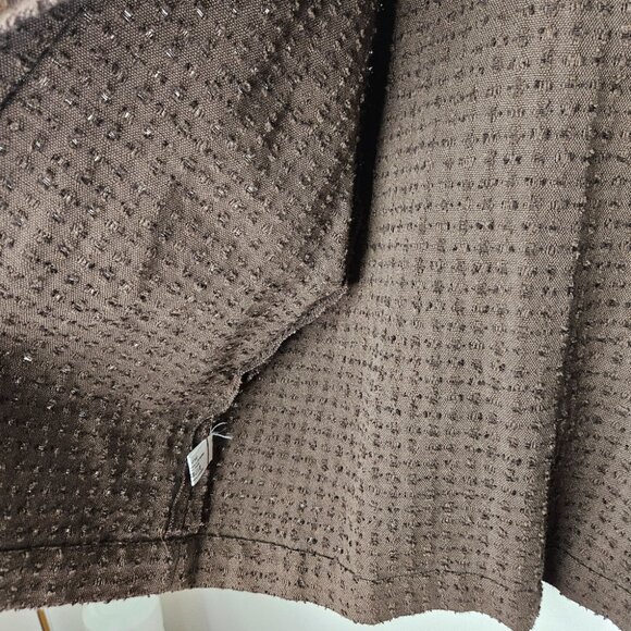 Eskandar Linen Mandarin Collar Textured Shirt Jacket Button Front Brown - Picture 10 of 12